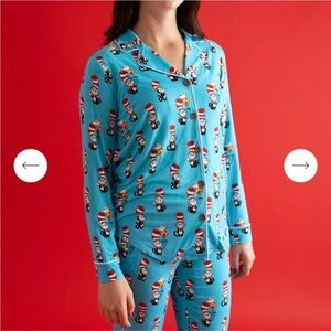 NWT Size XS Posh Peanut Women’s Dr. Seuss Cat in the Hat PJ Pajama Set